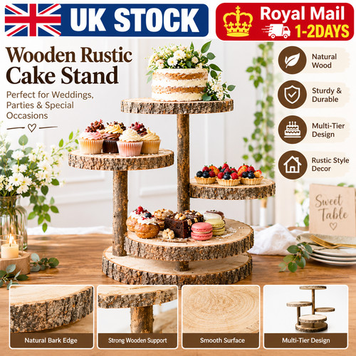 Wooden rustic cake stand - cake,