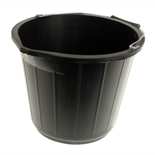 Black plastic builders bucket - black,