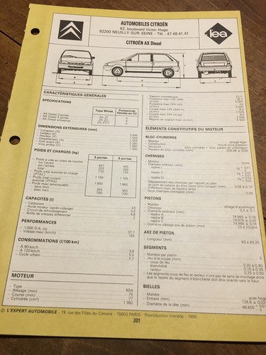 Automobile technical sheet - technical,