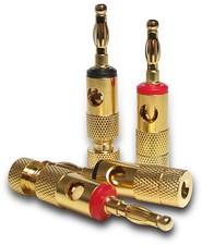 4 x Gold plated Banana Plugs 2 Red 2 Black 4mm  