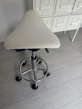 Adjustable Rolling Saddle Stool White for Massage and Tattoo