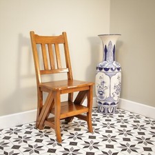 Metamorphic Hardwood Library Chair Steps Victorian Style