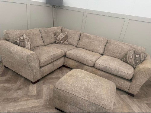 Corner sofa and footstool - and,