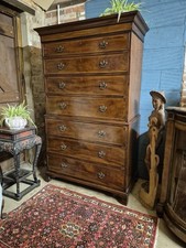 Lovely 19th Century Mahogany & Satinwood Strung 7 Drawer Chest-on-Chest Tallboy