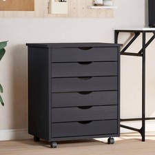 Rolling Cabinet with Drawers Mobile File Cabinet Solid Wood Pine MOSS vidaXL