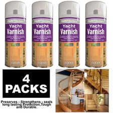 4X Clear Yacht Varnish Spray Exterior Interior Waterproof All Purpose - 250ml