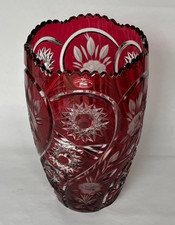 Schonborner Bleikristall German Ruby Cut to Clear Vase 20cm Tall 