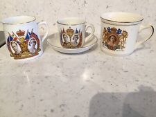 Coronation Ware 1937 and 1953 Cups and Saucers minor faults