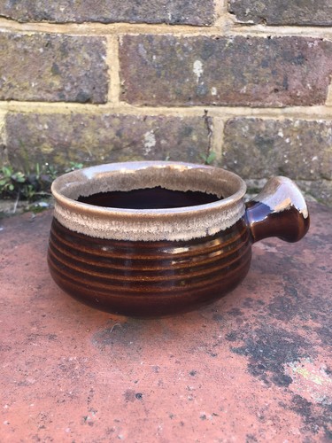 Vintage brown drip glaze soup - brown,
