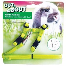 Small Animal Harness & Lead Set Adjustable Green Happy Pet Rabbit Ferret Safety