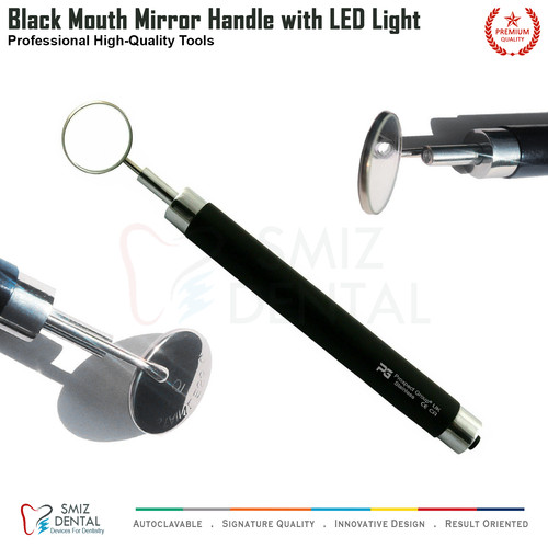 Dental mirror with light - with,