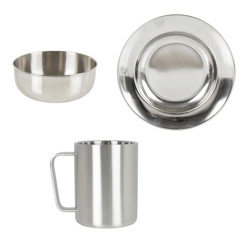 Stainless steel camping plate - stainless,