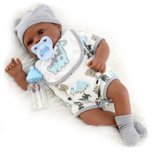 Black baby doll toy - 17",