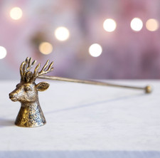 Aged Vintage Gold Ornate Old Style Stag Head Candle Snuffer