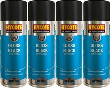 4 x Hycote Aerosol Gloss Black Lacquer Spray Paint Auto Car Multi-Purpose 400ML