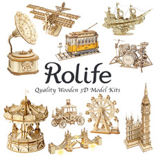 ROBOTIME Rolife 3D Wooden TG Model Kits Drum, Ship, Airship, Instruments RANGE
