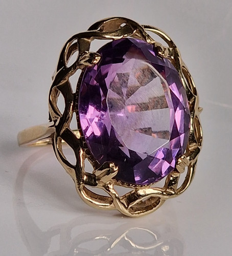 9ct gold amethyst - amethyst, statement