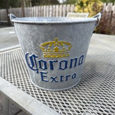 Corona Extra Metal Ice Bucket Gold Crown + Built-In Bottle Opener 