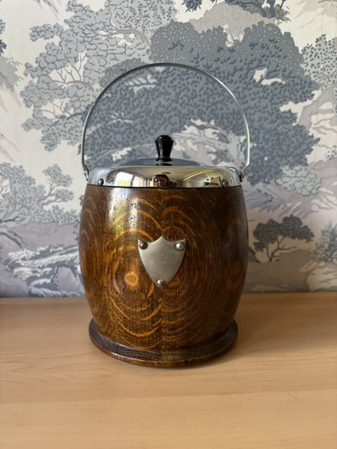 Vintage wooden oak ice bucket - vintage,