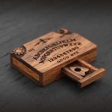 Mini Wooden Ouija Board With Drawer & Mini Planchette Gift Game Home Decor