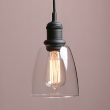 Modern Vintage Industrial Kitchen Clear Glass Shade Pendant Light Ceiling Lamp