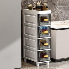 3-6 Tiers Plastic Chest Drawers Storage Unit Slim Bathroom Narrow Space Cabinet