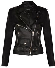 Infinity Leather - Women's Black Brando Biker Jacket 100% Cow Hide Leather