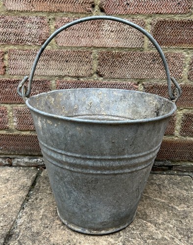 Vintage galvanised bucket old - galvanised,