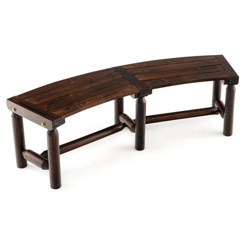 Gymax patio curved - curved, bench