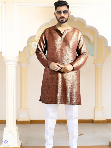 Men long jamawar kurta - men's,