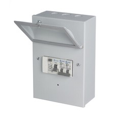 2 Way Metal Garage Shed Consumer Unit Distribution Board Fuse Board RCD + 2MCB'S