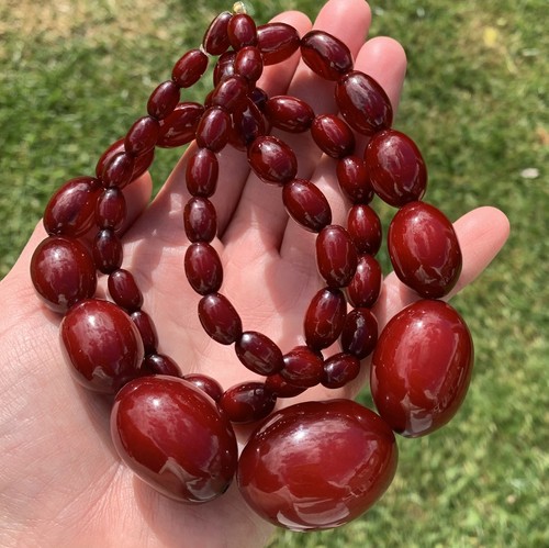Antique bakelite bead necklace - antique,