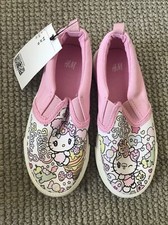 H&M Hello Kitty Pink Trainers Slip On Vans Style Kids UK 9.5 Sanrio