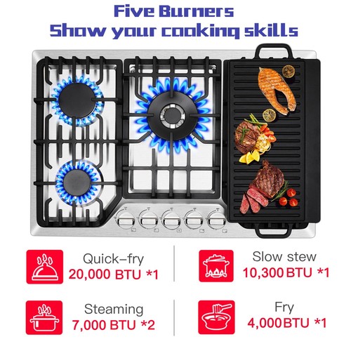 Inch gas cooktop burners - inch, 5