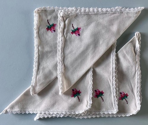 Vintage linen napkins set - -,