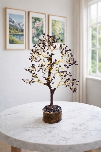 Garnet gemstone crystal tree - gemstone,