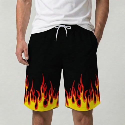 Men flame graphic shorts - flame,