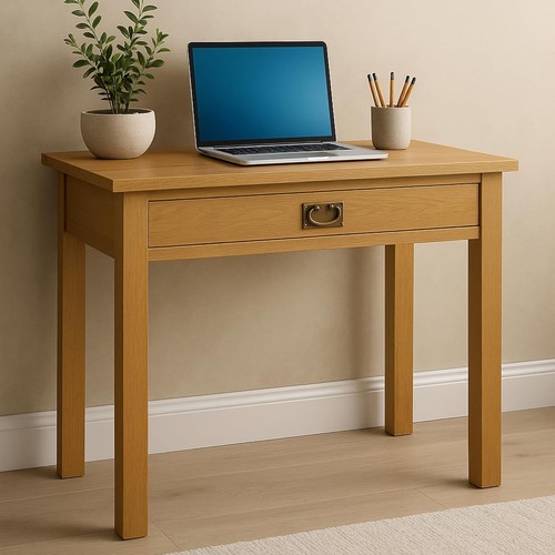 Oak small desk with drawer - small, –