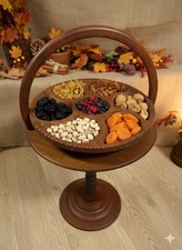 Vintage Rosewood Convertible Coffee Table / Dry Fruit Tray – Hand Carved