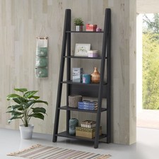 Ladder Shelf Bookcase 5 Tier Display Storage Shelving Unit Stand Black