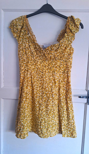 Zara yellow floral smocked - zara,