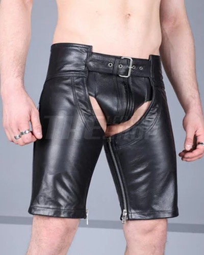 Leather short chaps men - men, bdsm