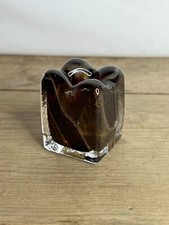 Vintage Adrian Sankey Small Black and Clear Small Rounded Candle Holder