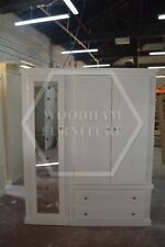 HANDMADE AYLESBURY TRIPLE 2 DRAWER FULL MIRRORED WARDROBE IVORY (NOT FLATPACKED)