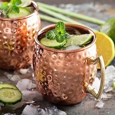 Set of 2 Copper Plating Moscow Mule Mug Cocktail Barrel Tankard Barware Beer Cup