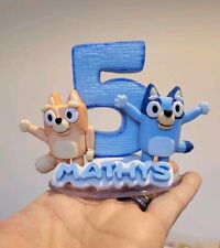 Bluey Birthday Candle CAKE TOPPER -  Personalise NAME and NUMBER - Inedible 