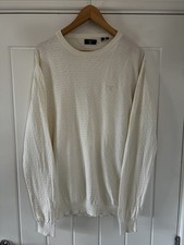 Men's Gant Large Textured Jumper - Cream Crew Neck Pullover L/Sleeve Sweater