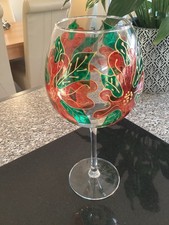 Wine Glass Large Hand painted