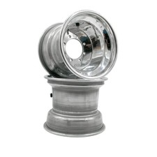 QUADZILLA REAR WHEEL PAIR POLISHED 10x8 3+5 ALLOY SILVER 4x 115 110 ROLLED RACE
