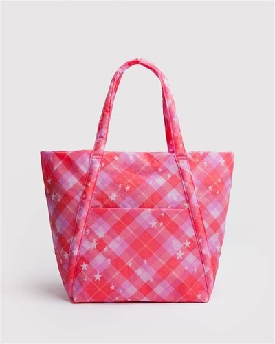 Baggu pink star plaid tote - star,